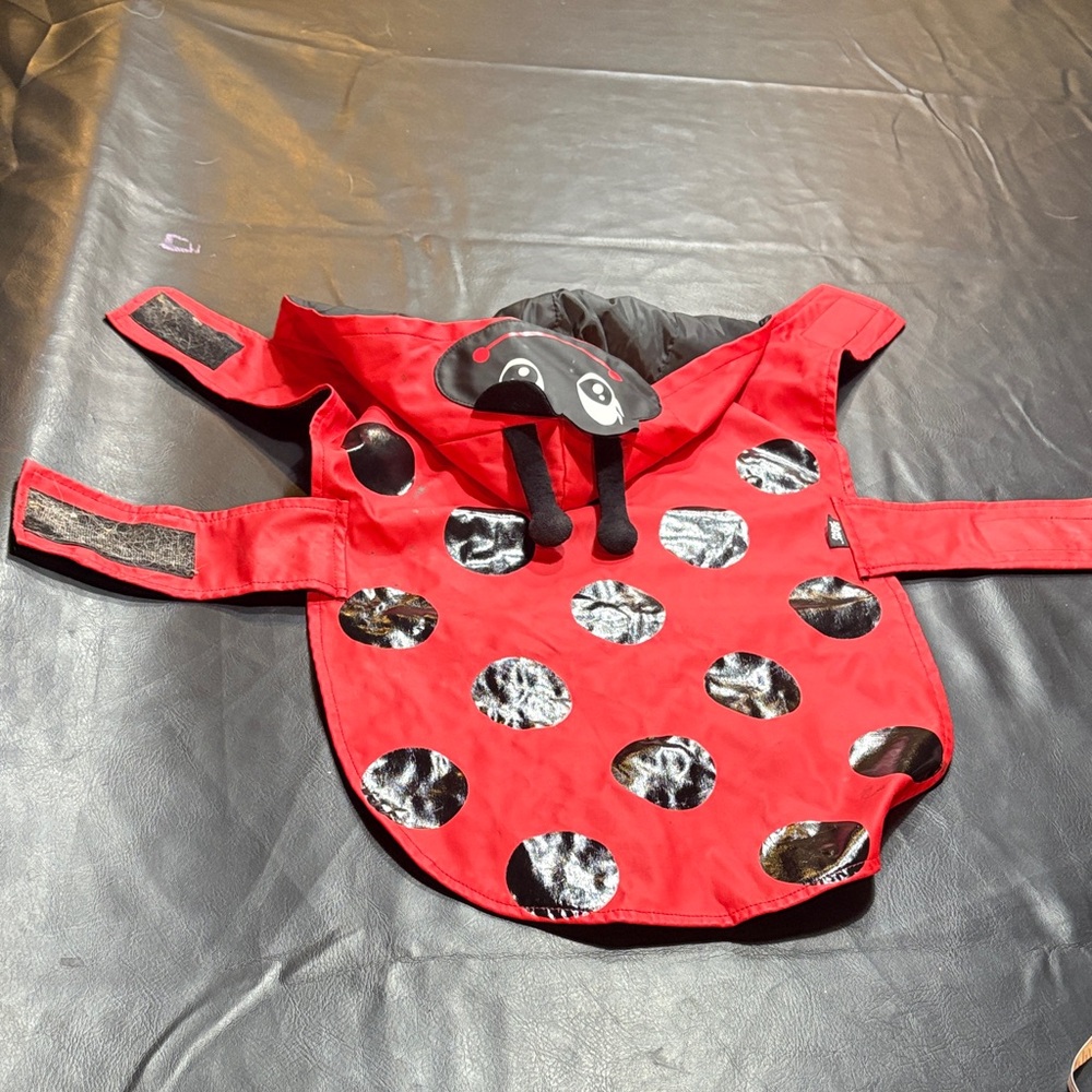 Charming Red Dog Costume with Silver Polka Dots